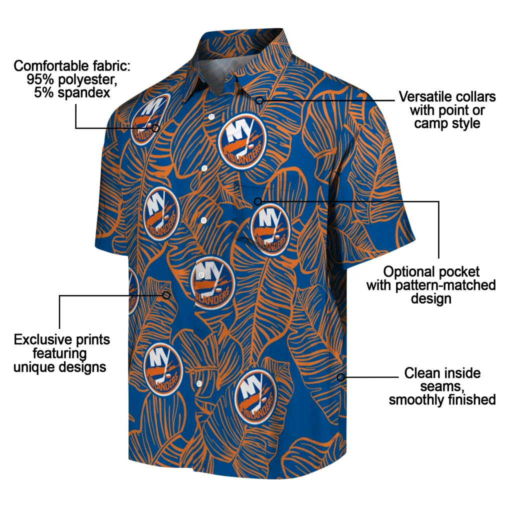 New York Islanders Hawaiian Shirt - Leaf Outline new york islanders leaf outline blue hawaiian shirts new arrival