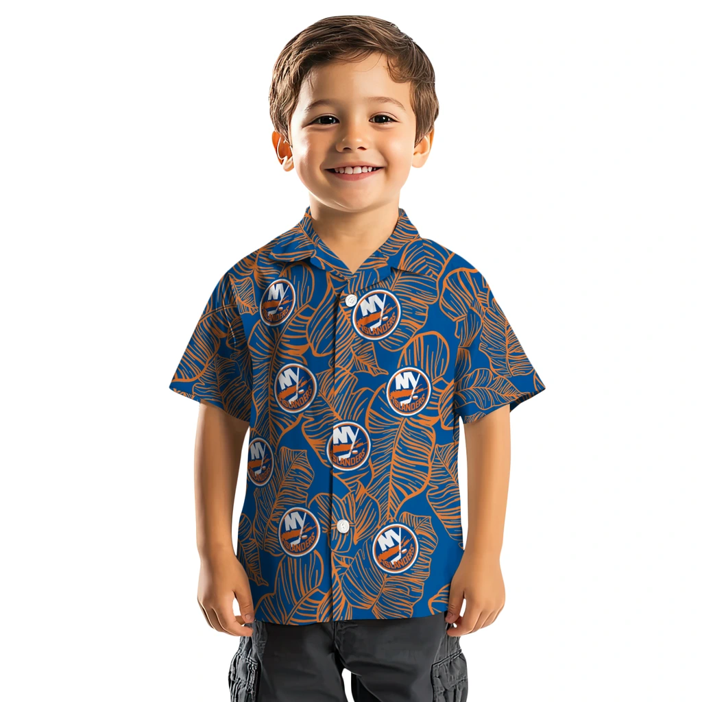 New York Islanders Hawaiian Shirt - Leaf Outline new york islanders leaf outline blue hawaiian shirts top rated