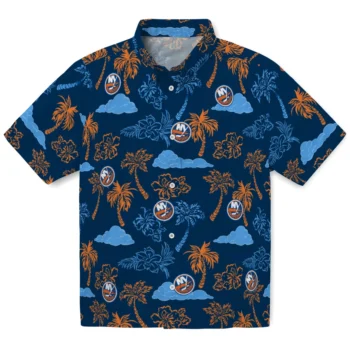 new york islanders palm and clouds blue hawaiian shirts best selling