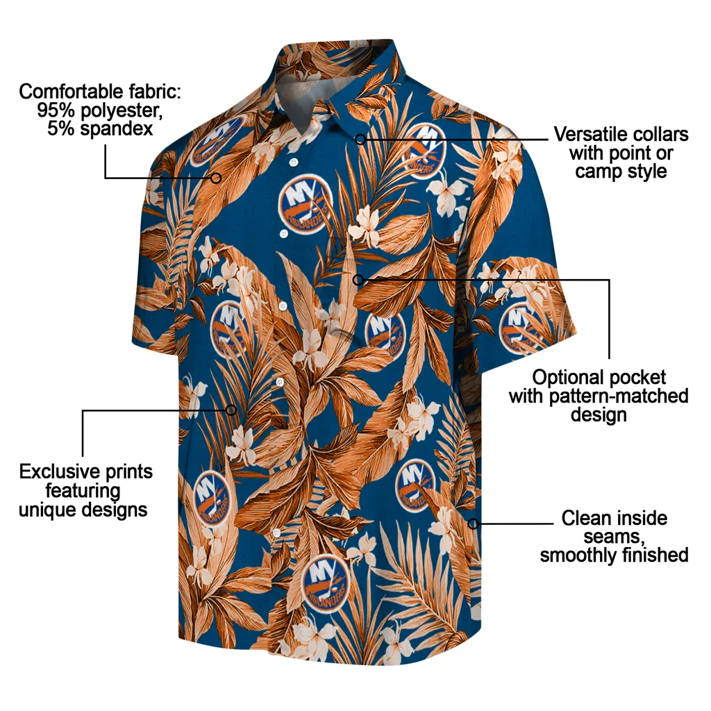 New York Islanders Hawaiian Shirt - Palm Leaves new york islanders palm leaves blue hawaiian shirts new arrival