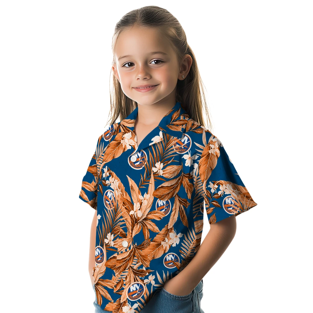 New York Islanders Hawaiian Shirt - Palm Leaves new york islanders palm leaves blue hawaiian shirts premium grade