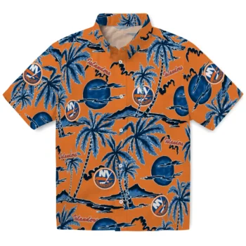 new york islanders palm sunset hawaiian shirts best selling