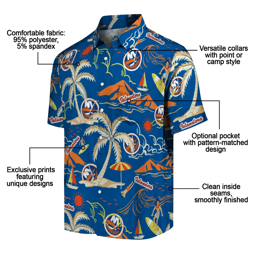 New York Islanders Hawaiian Shirt - Palm Tree Island new york islanders palm tree island blue hawaiian shirts new arrival