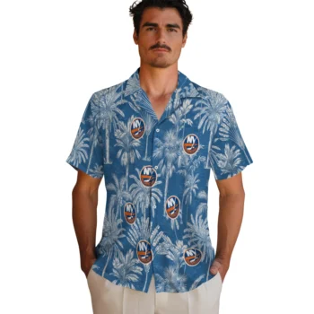 new york islanders palm shadows blue hawaiian shirts fashion forward