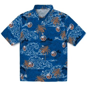 new york islanders wave palm blue hawaiian shirts best selling