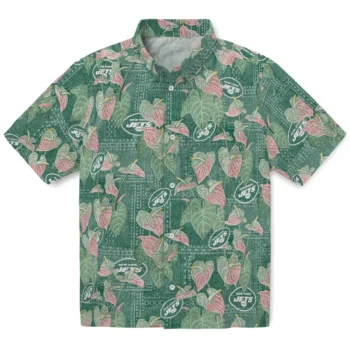 new york jets anthurium overlay green hawaiian shirts best selling
