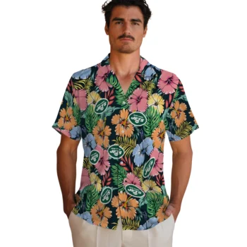 new york jets brilliant hibiscus garden hawaiian shirts fashion forward