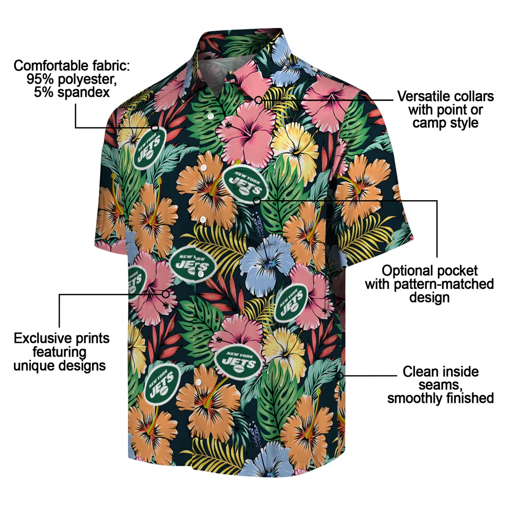 New York Jets Hawaiian Shirt - Brilliant Hibiscus Garden new york jets brilliant hibiscus garden hawaiian shirts new arrival