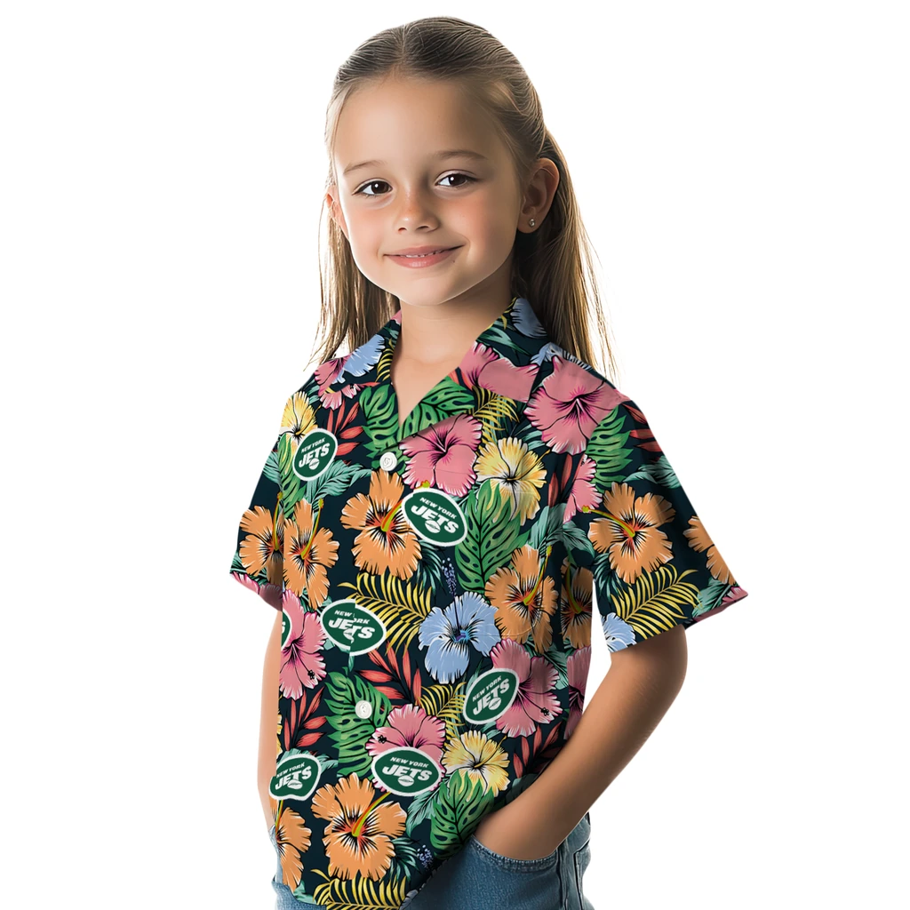 New York Jets Hawaiian Shirt - Brilliant Hibiscus Garden new york jets brilliant hibiscus garden hawaiian shirts premium grade
