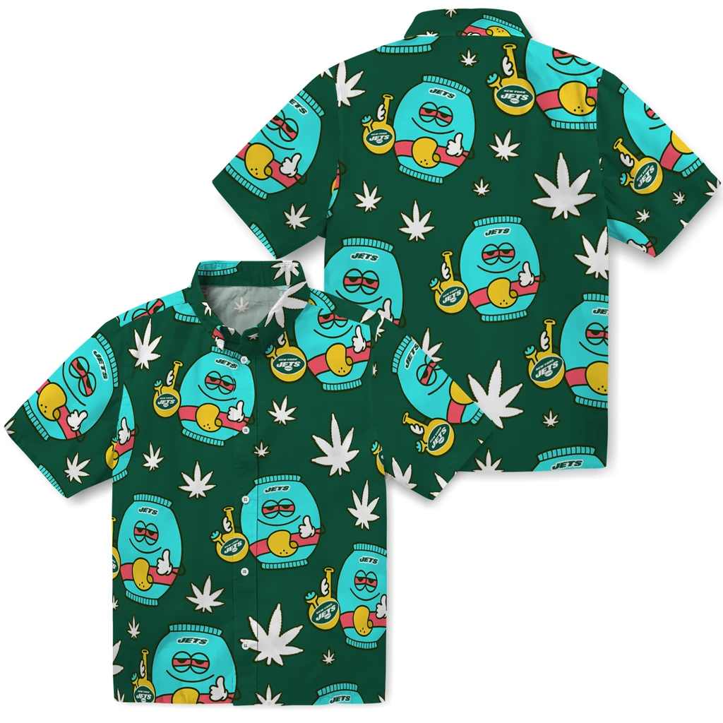 New York Jets Hawaiian Shirt - Chill Vibe new york jets bong smile green hawaiian shirts high quality