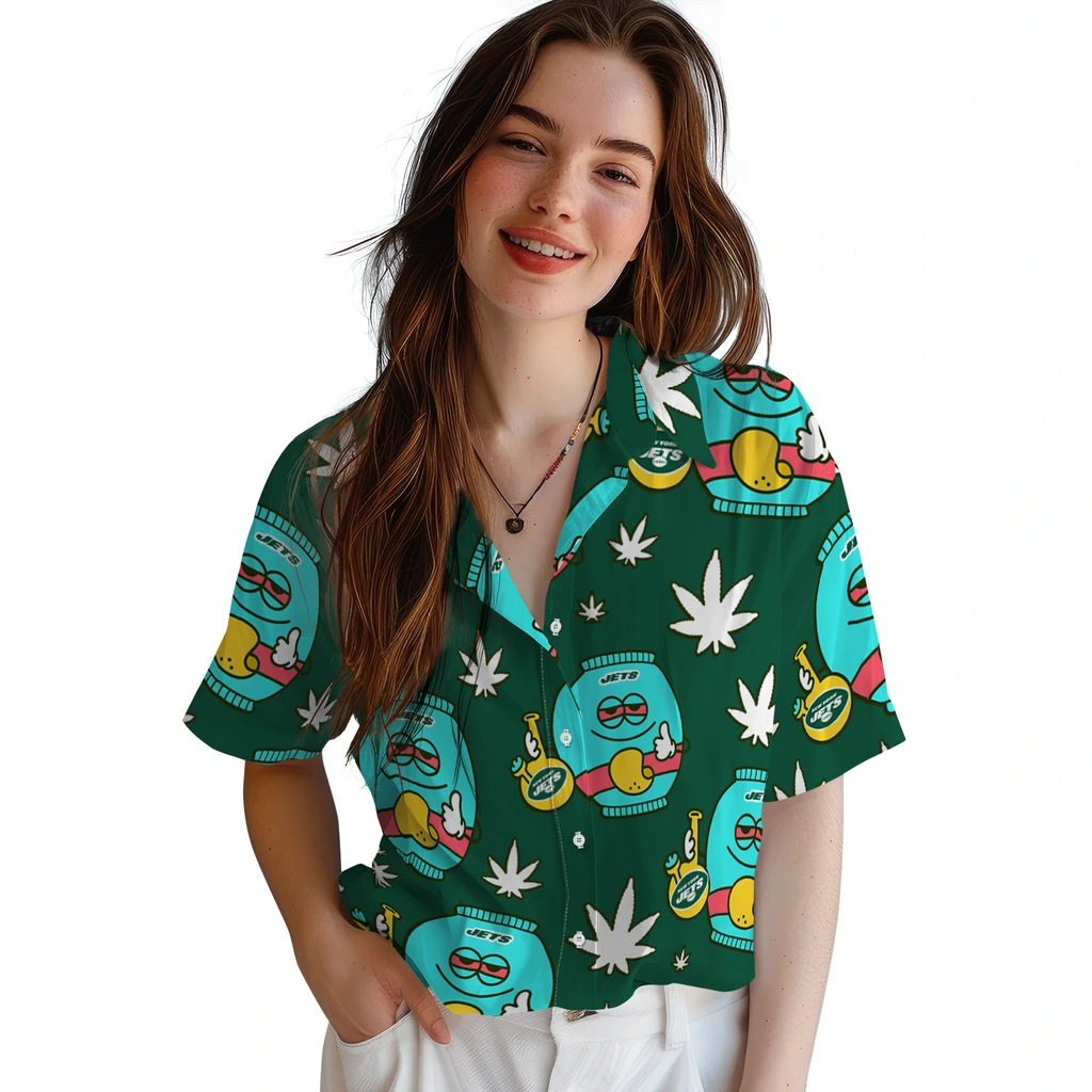 New York Jets Hawaiian Shirt - Chill Vibe new york jets bong smile green hawaiian shirts latest model