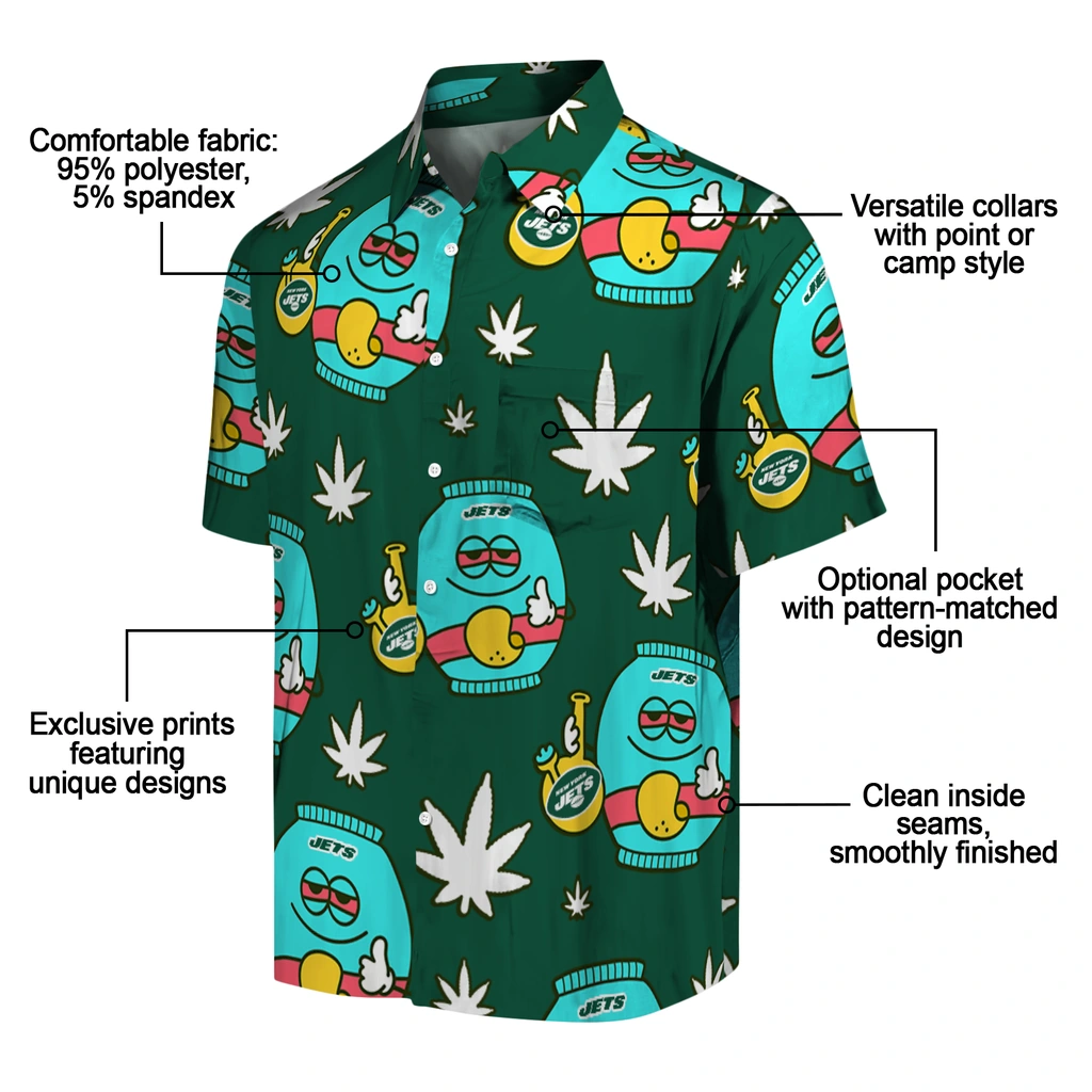 New York Jets Hawaiian Shirt - Chill Vibe new york jets bong smile green hawaiian shirts new arrival