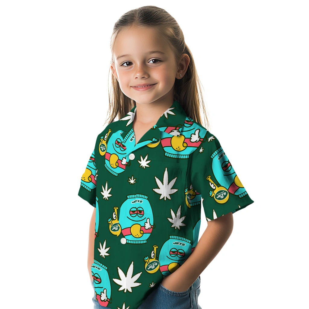 New York Jets Hawaiian Shirt - Chill Vibe new york jets bong smile green hawaiian shirts premium grade