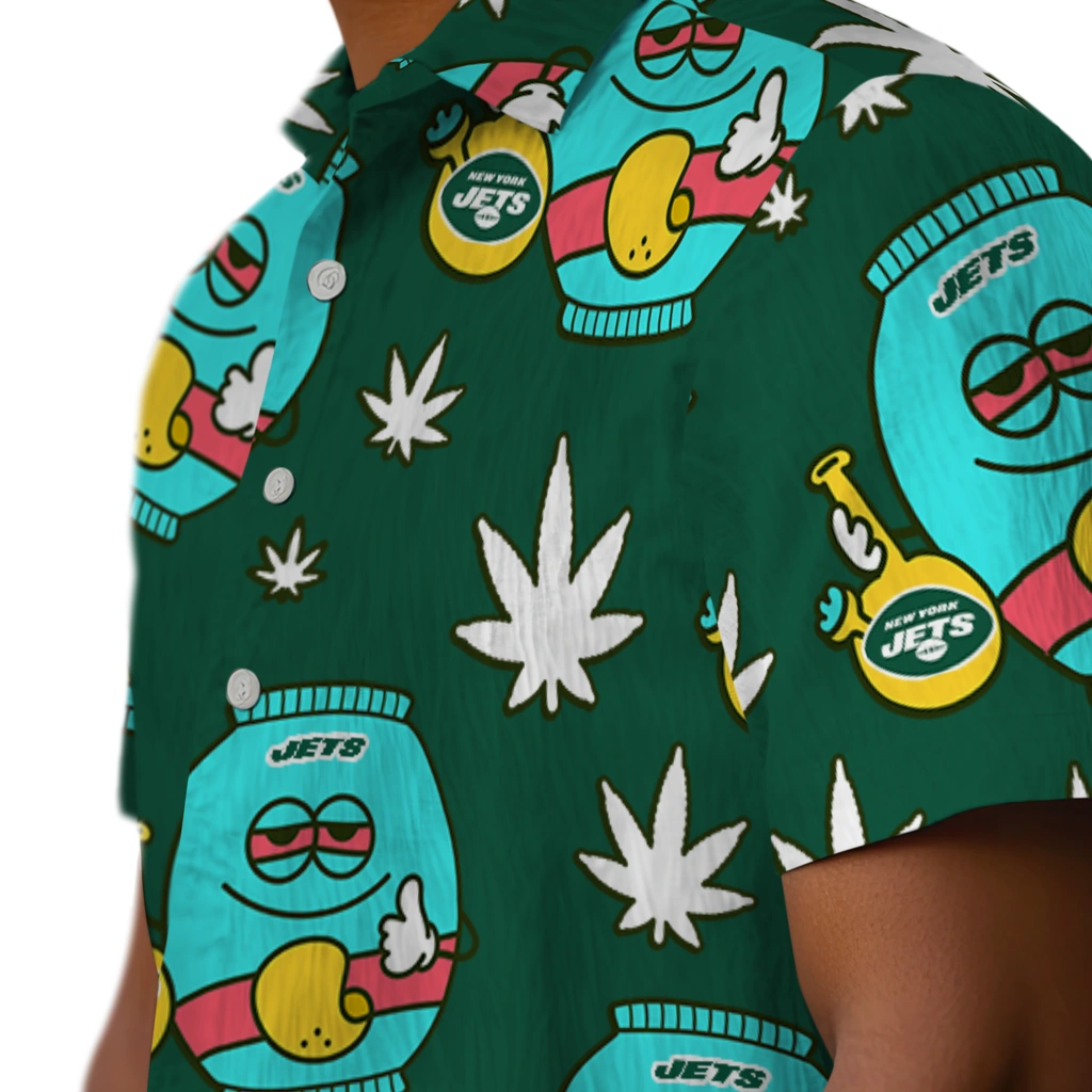 New York Jets Hawaiian Shirt - Chill Vibe new york jets bong smile green hawaiian shirts trendy