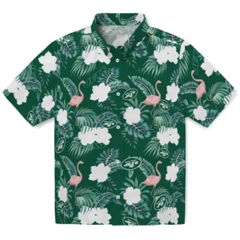 new york jets flamingo palms green hawaiian shirts best selling