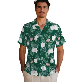 new york jets flamingo palms green hawaiian shirts fashion forward