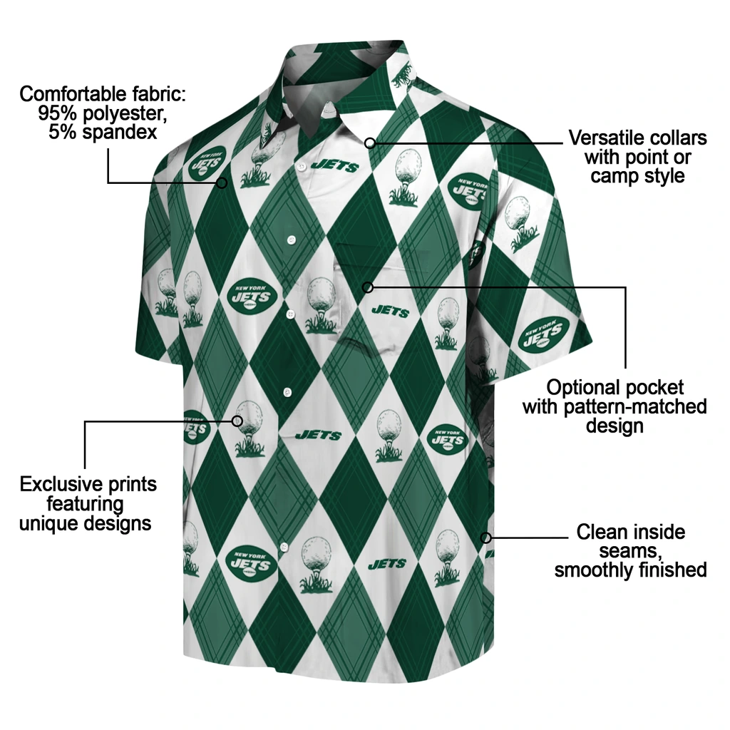 New York Jets Hawaiian Shirt - Golfing Plaid new york jets balloon plaid green hawaiian shirts new arrival