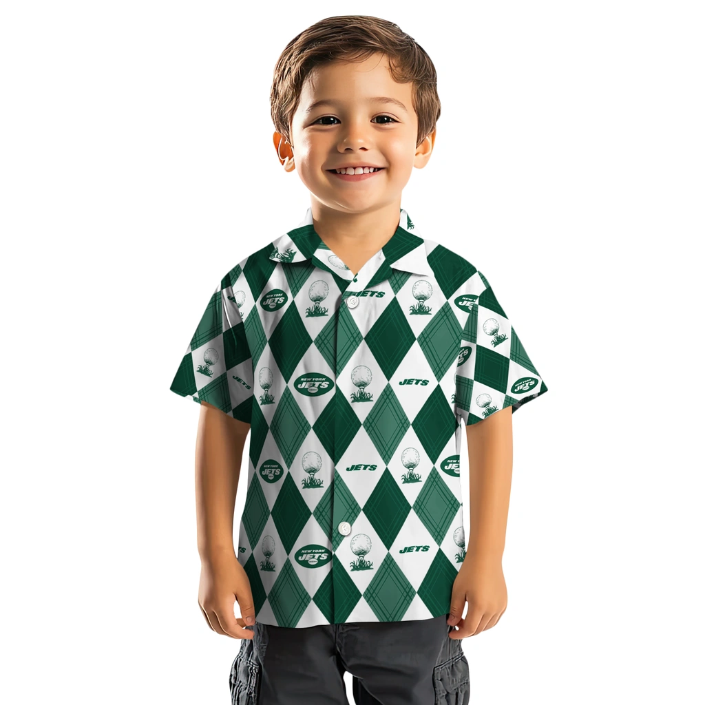 New York Jets Hawaiian Shirt - Golfing Plaid new york jets balloon plaid green hawaiian shirts top rated