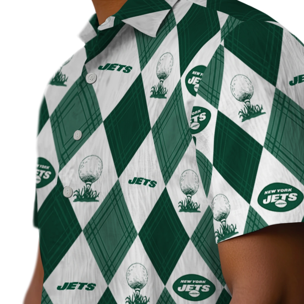 New York Jets Hawaiian Shirt - Golfing Plaid new york jets balloon plaid green hawaiian shirts trendy