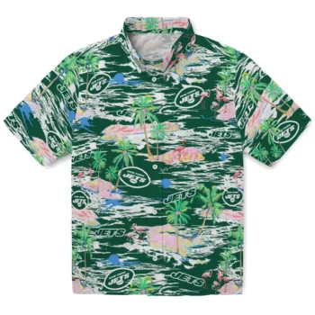 new york jets flamingo retreat green hawaiian shirts best selling