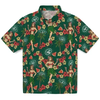new york jets hawaiian girls design green hawaiian shirts best selling