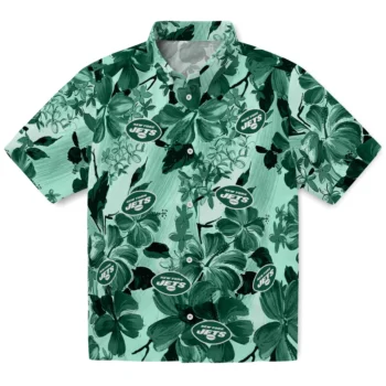 new york jets hibiscus arrangement green hawaiian shirts best selling