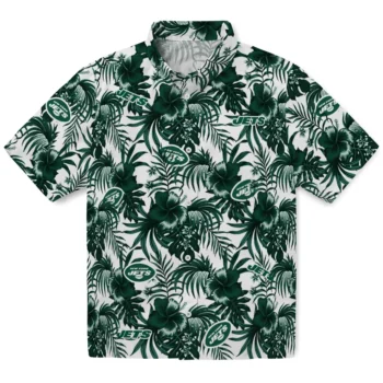 new york jets hibiscus exotic green hawaiian shirts best selling