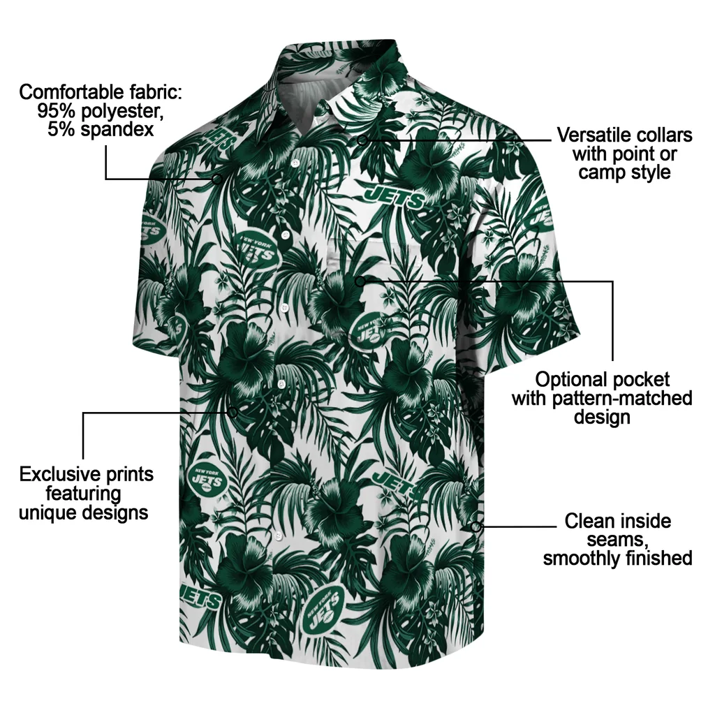 New York Jets Hawaiian Shirt - Hibiscus Exotic new york jets hibiscus exotic green hawaiian shirts new arrival