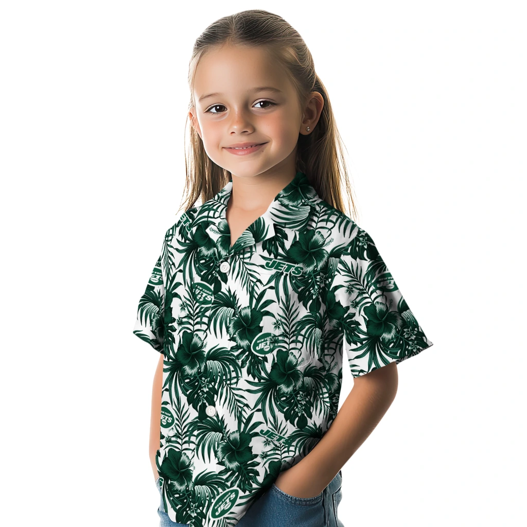 New York Jets Hawaiian Shirt - Hibiscus Exotic new york jets hibiscus exotic green hawaiian shirts premium grade