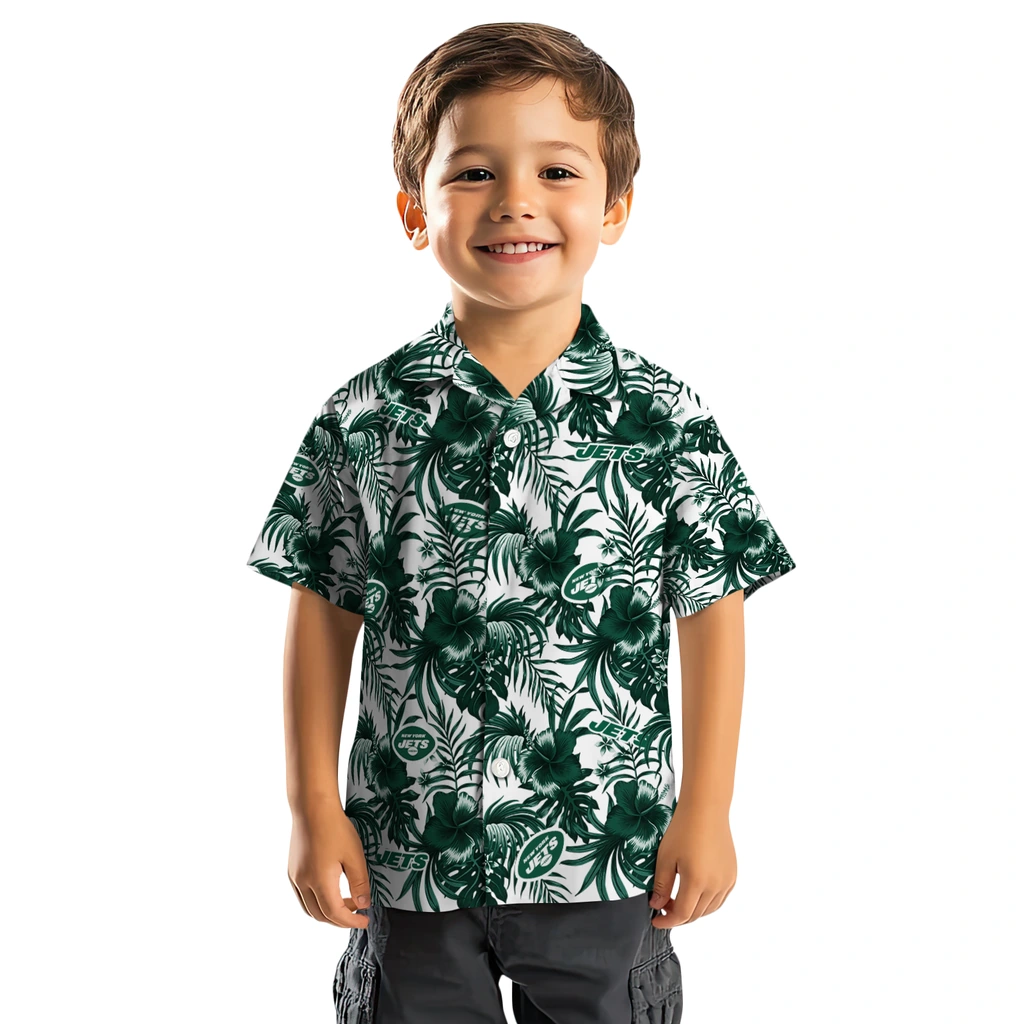 New York Jets Hawaiian Shirt - Hibiscus Exotic new york jets hibiscus exotic green hawaiian shirts top rated