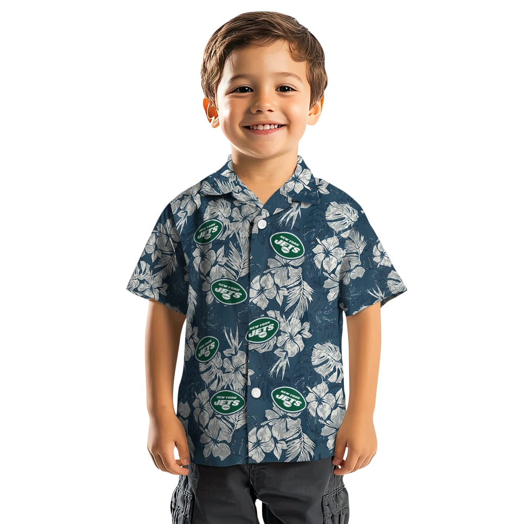 New York Jets Hawaiian Shirt - Hibiscus Flowers new york jets hibiscus flowers navy blue hawaiian shirts top rated