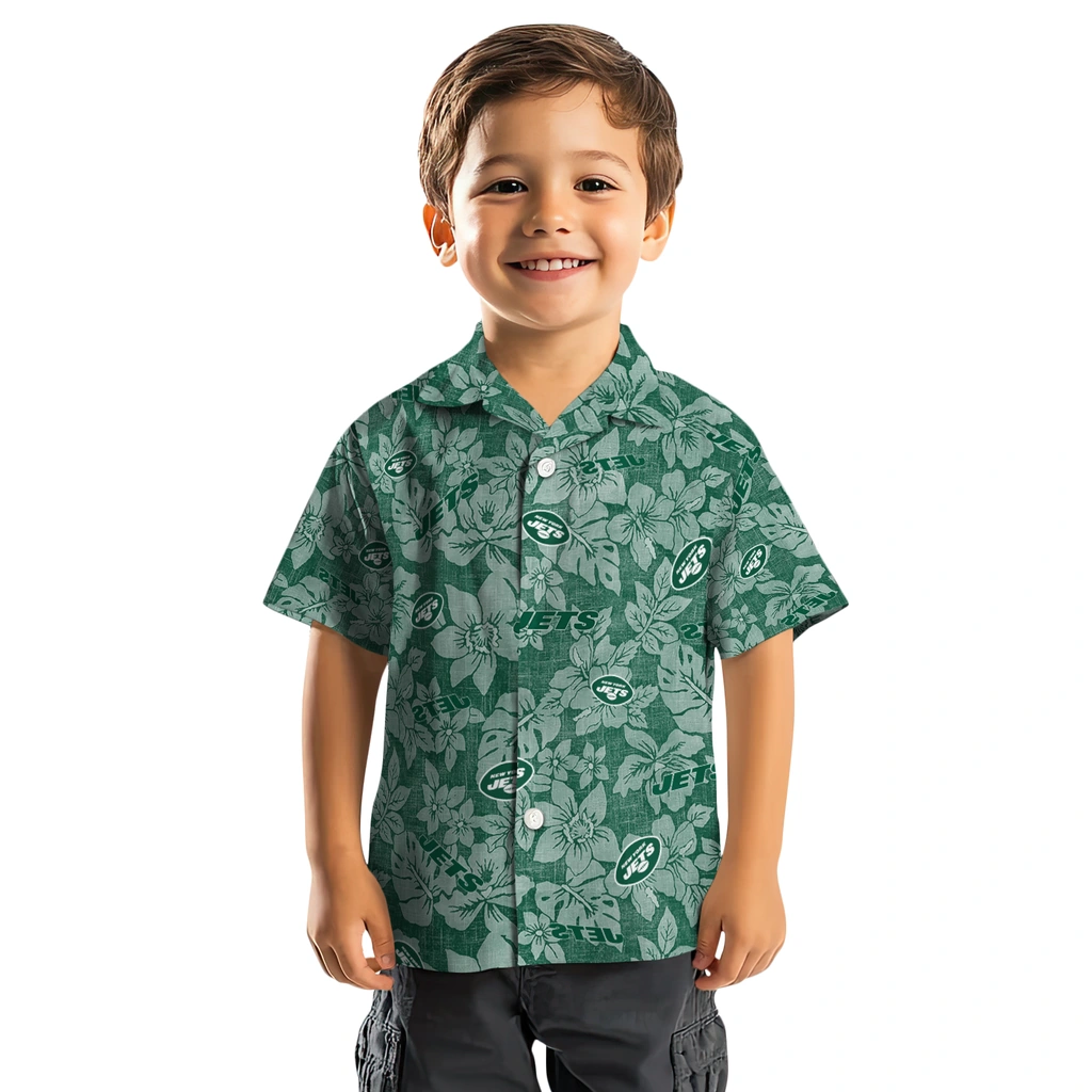 New York Jets Hawaiian Shirt - Hibiscus Oasis new york jets hibiscus oasis green hawaiian shirts top rated
