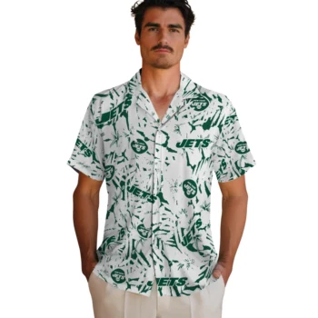 new york jets hibiscus overlay hawaiian shirts fashion forward