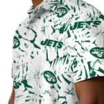 New York Jets Hawaiian Shirt – Hibiscus Overlay