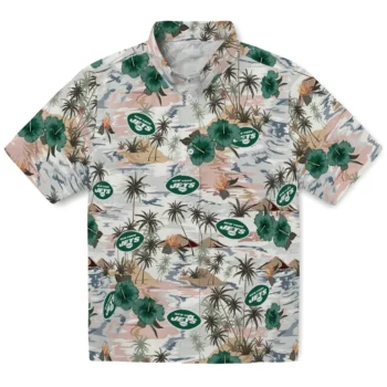 new york jets hibiscus seaside white hawaiian shirts best selling