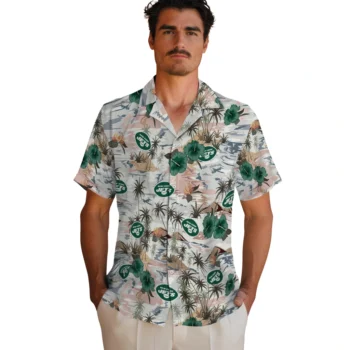 new york jets hibiscus seaside white hawaiian shirts fashion forward