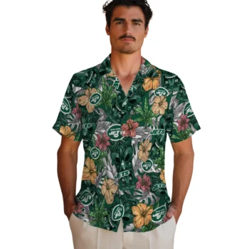 new york jets tiki jungle green hawaiian shirts fashion forward