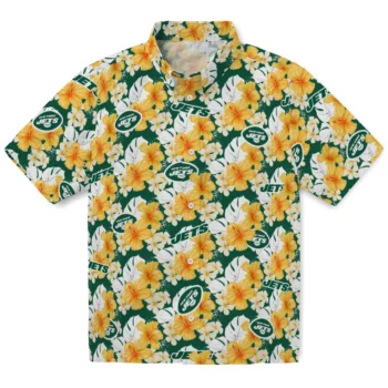 new york jets hibiscus tropics green yellow hawaiian shirts best selling