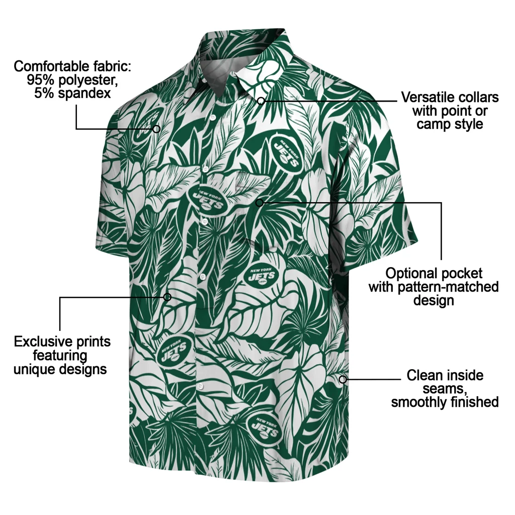 New York Jets Hawaiian Shirt - Monstera Layer new york jets monstera layer green hawaiian shirts new arrival