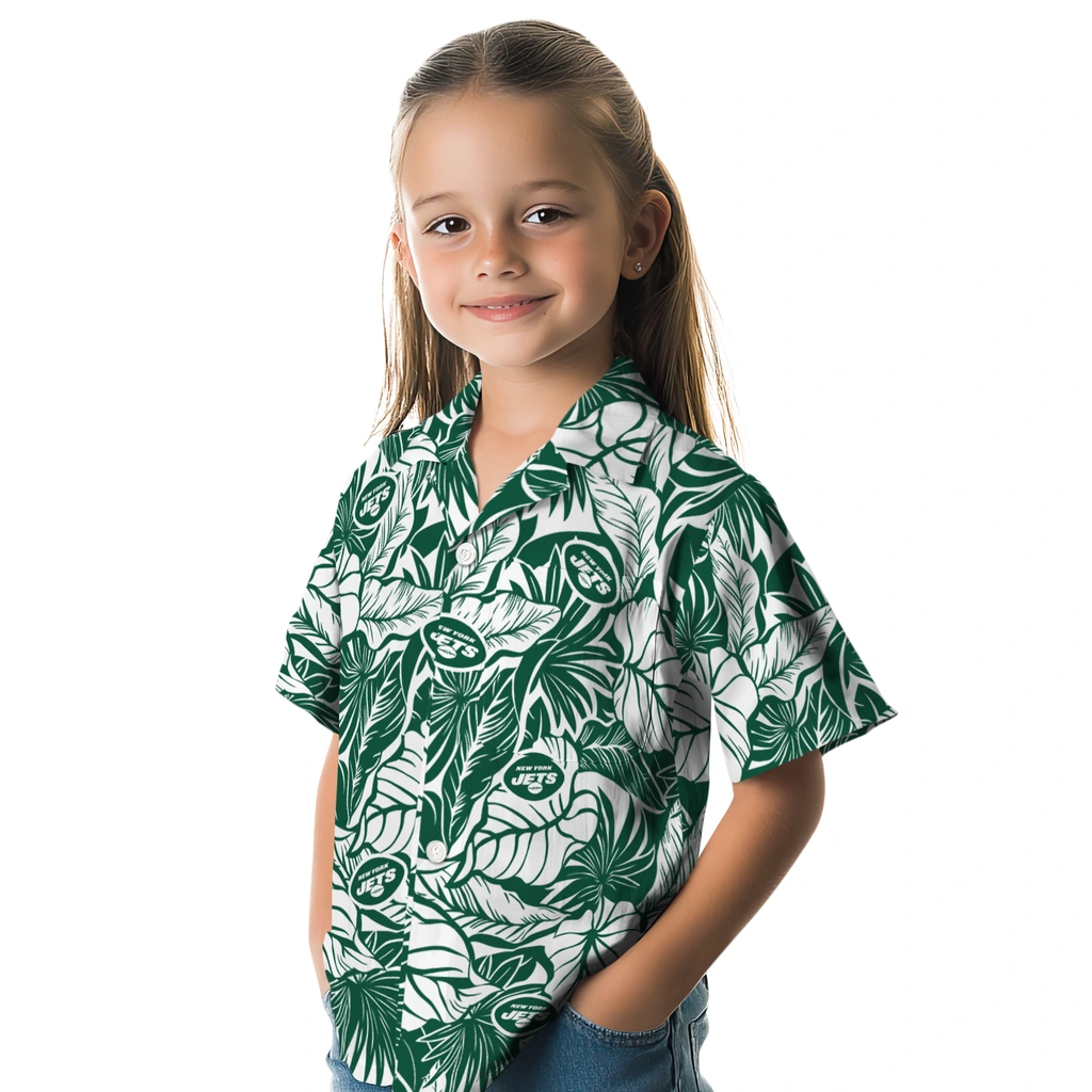 New York Jets Hawaiian Shirt - Monstera Layer new york jets monstera layer green hawaiian shirts premium grade