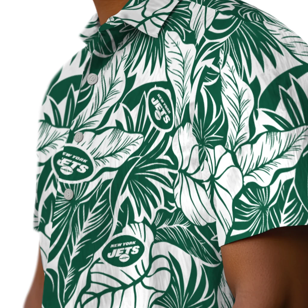 New York Jets Hawaiian Shirt - Monstera Layer new york jets monstera layer green hawaiian shirts trendy