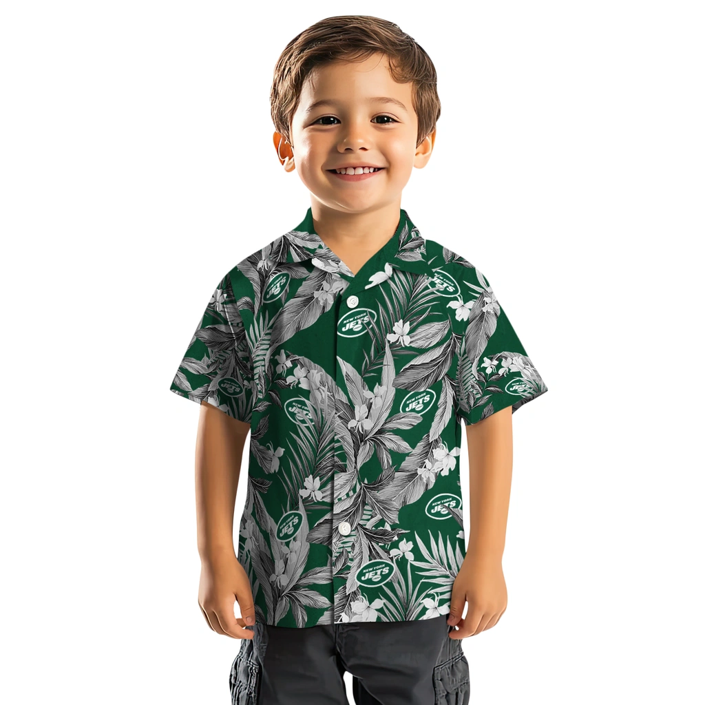 New York Jets Hawaiian Shirt - Palm Leaves new york jets palm leaves green hawaiian shirts top rated