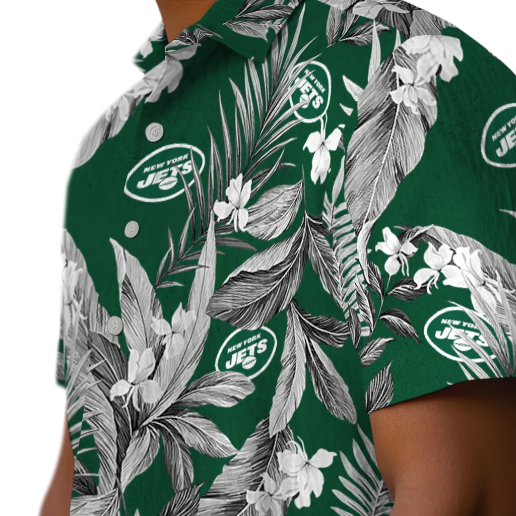 New York Jets Hawaiian Shirt - Palm Leaves new york jets palm leaves green hawaiian shirts trendy