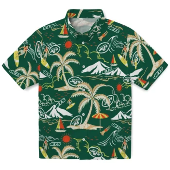 new york jets palm tree island green hawaiian shirts best selling