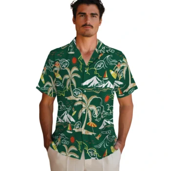 new york jets palm tree island green hawaiian shirts fashion forward