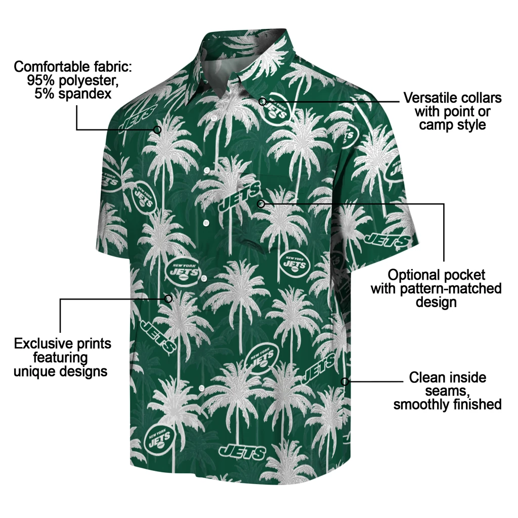 New York Jets Hawaiian Shirt - Palm Tree Motif new york jets palm grove green hawaiian shirts new arrival
