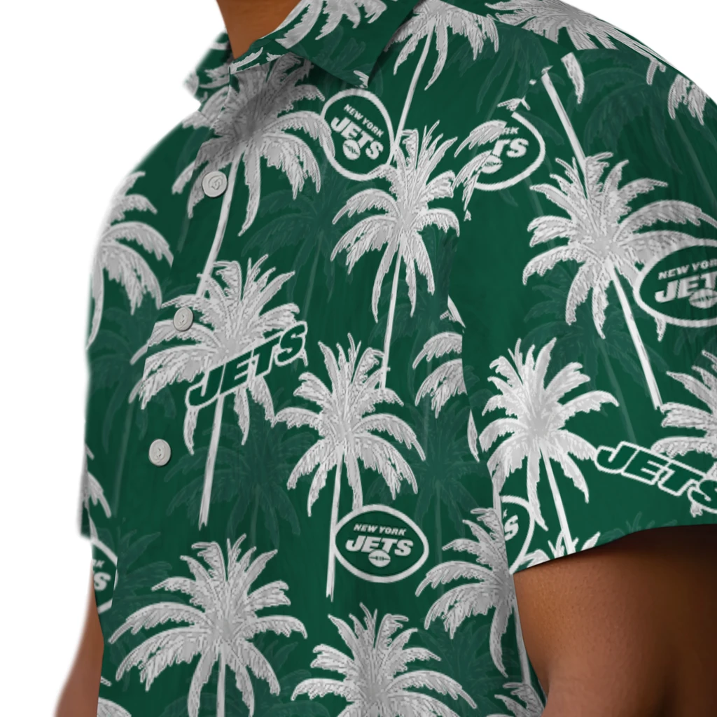 New York Jets Hawaiian Shirt - Palm Tree Motif new york jets palm grove green hawaiian shirts trendy