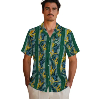 new york jets paradise vines green hawaiian shirts fashion forward