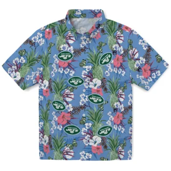 new york jets pineapple bouquet best sky blue hawaiian shirts best selling