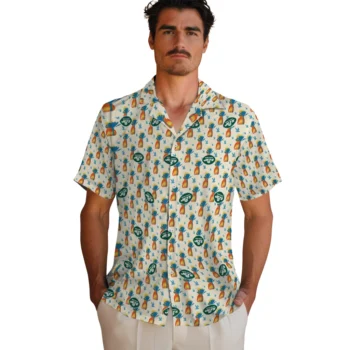 new york jets pineapple delight beige hawaiian shirts fashion forward